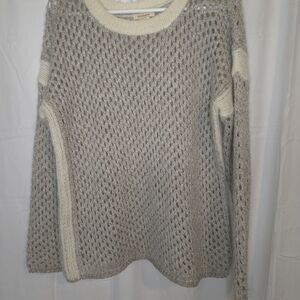 Sundance Women's Silver Sparkle & Off-White Open Knit Pull-over Sweater Size L